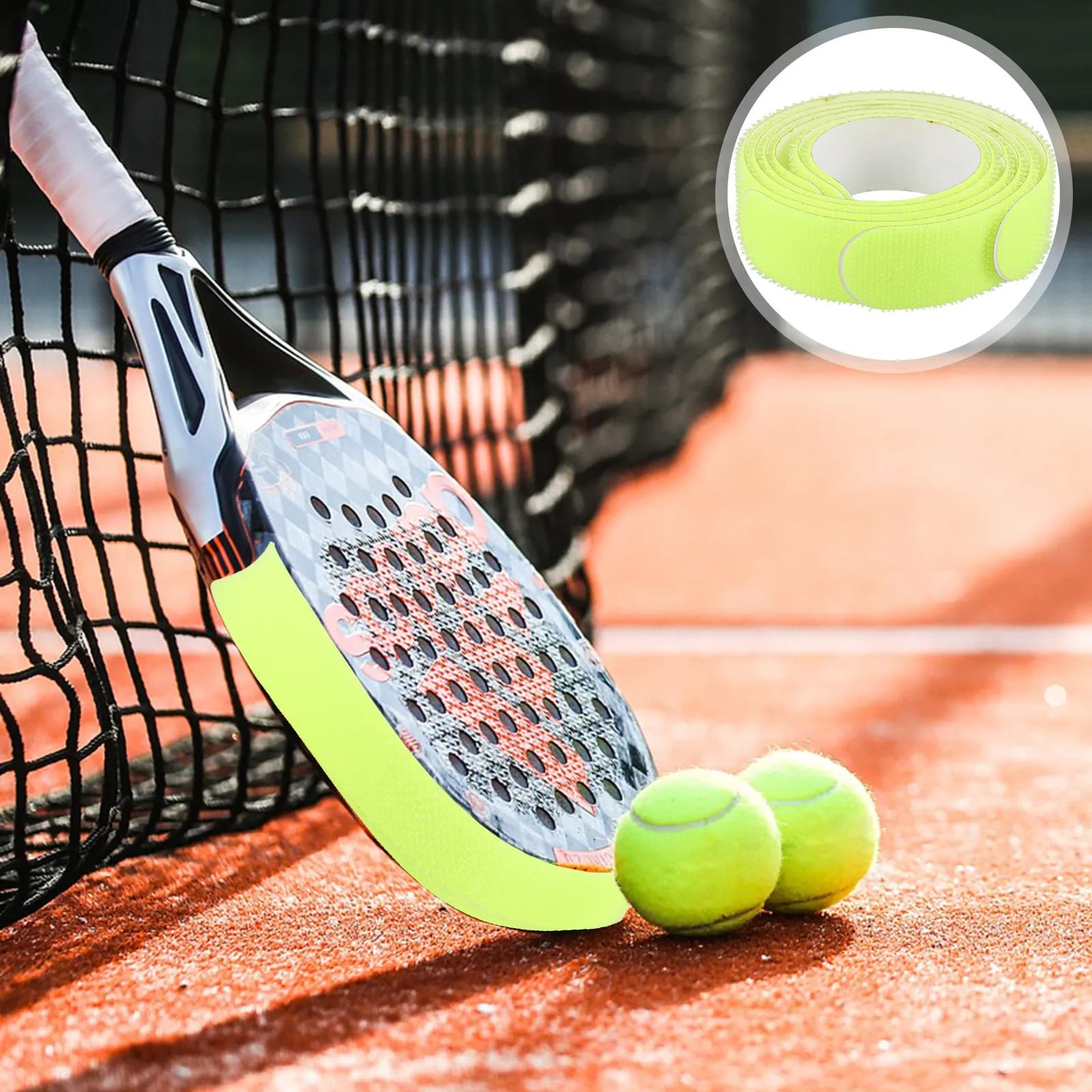 Set di 3 Raccoglipalline Fluorescenti per Beach Tennis con Nastro Protettivo, Leggeri e Resistenti per Uso Esterno