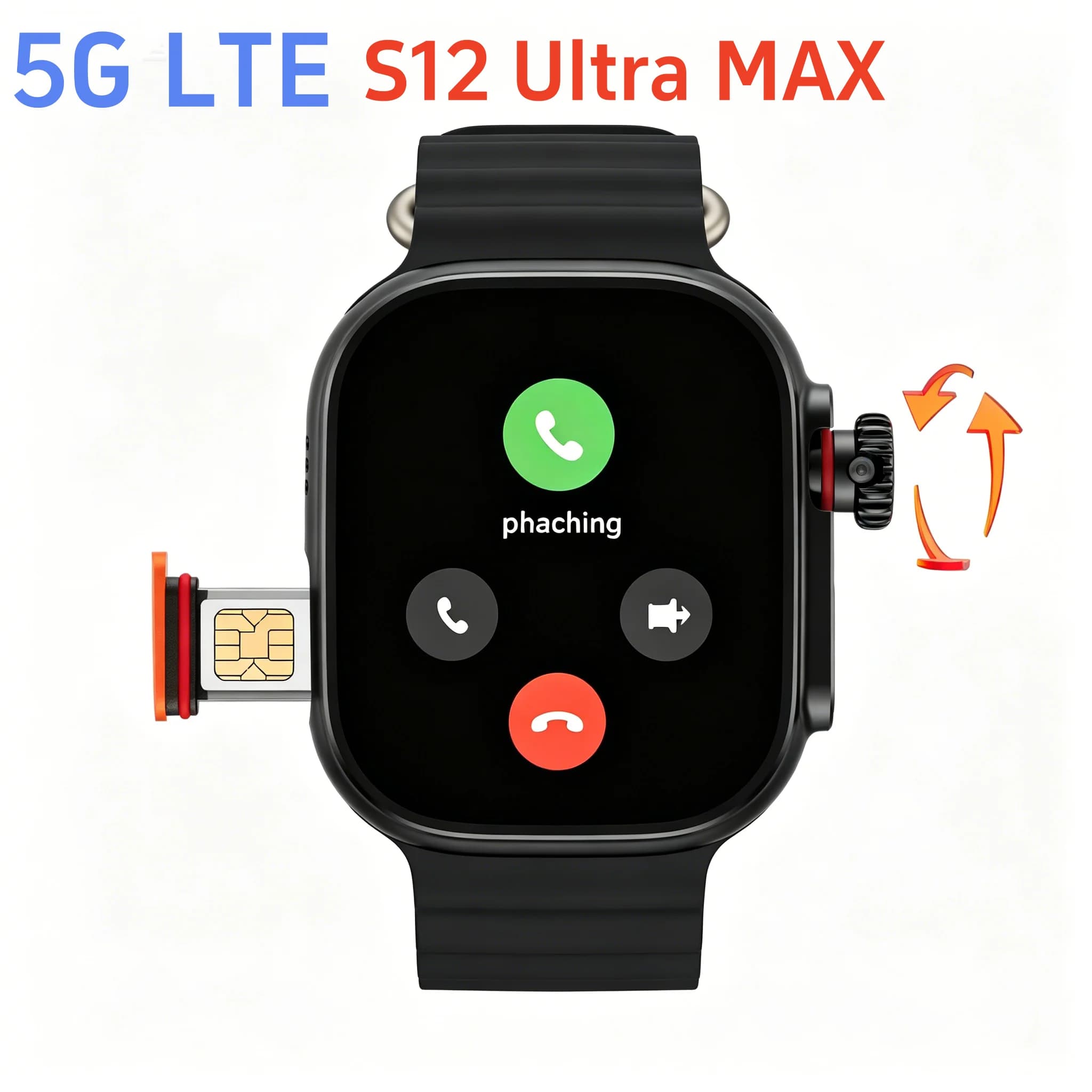 Newest S12 Ultra MAX 5G LTE 2.29inch Amoled Smart Watch Smartwacth With 200° Rotary Camera GPS WIFI SIM Card Slot APP Download