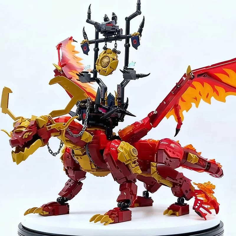 Compatibile MOC Imposta Ninja Serie Building Blocks Fonte Fire Dragon Giocattoli per bambini Assemblaggio Regalo 71822