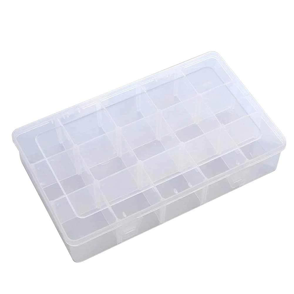 15 griglie scatola di immagazzinaggio in plastica custodia trasparente per nastro da tavolo per adesivi perline orecchini creazione di gioielli organizzatore artigianale