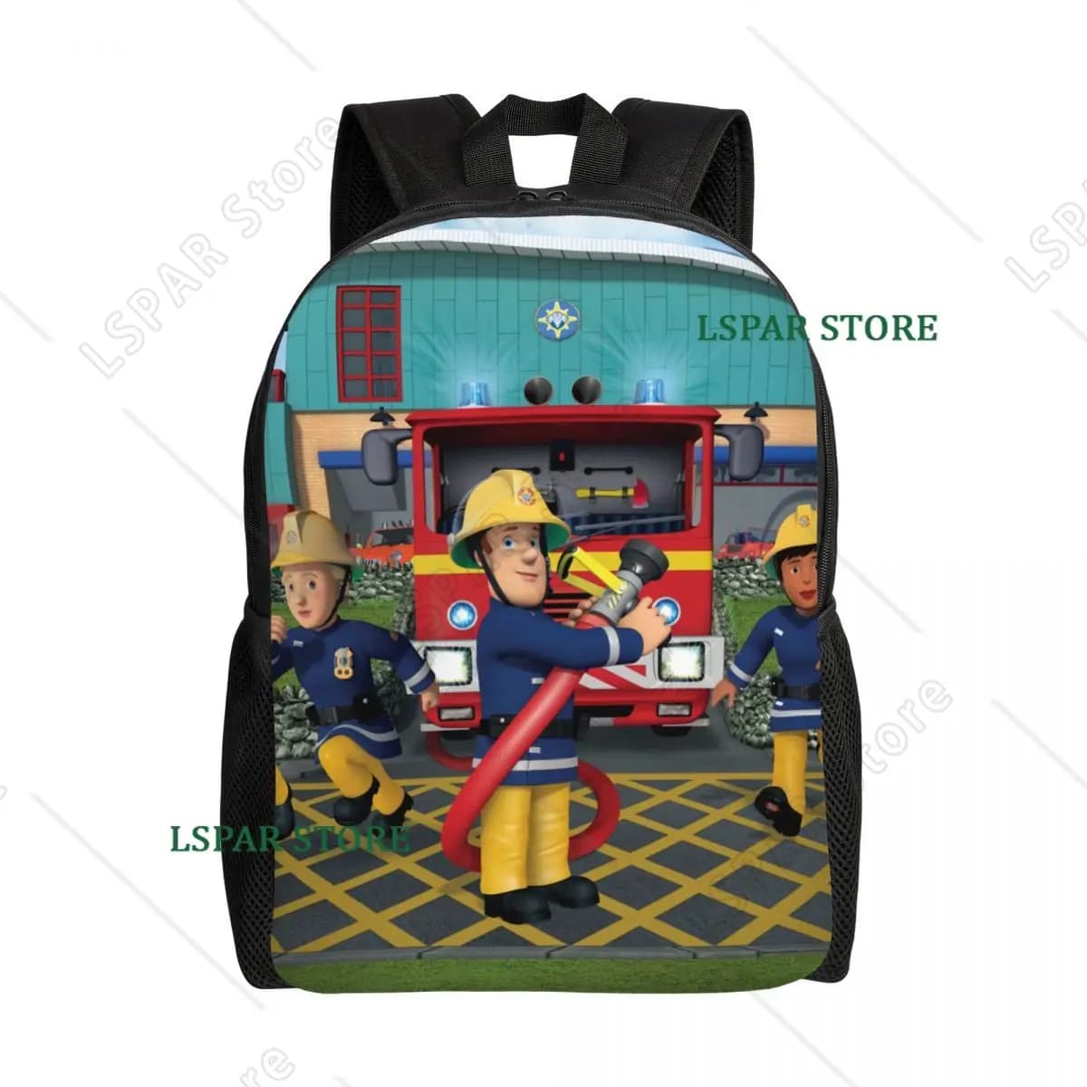 Zaino da viaggio personalizzato Fireman Sam per uomo e donna, borsa per laptop da scuola, zaino per studenti universitari con cartoni animati dei vigili del fuoco