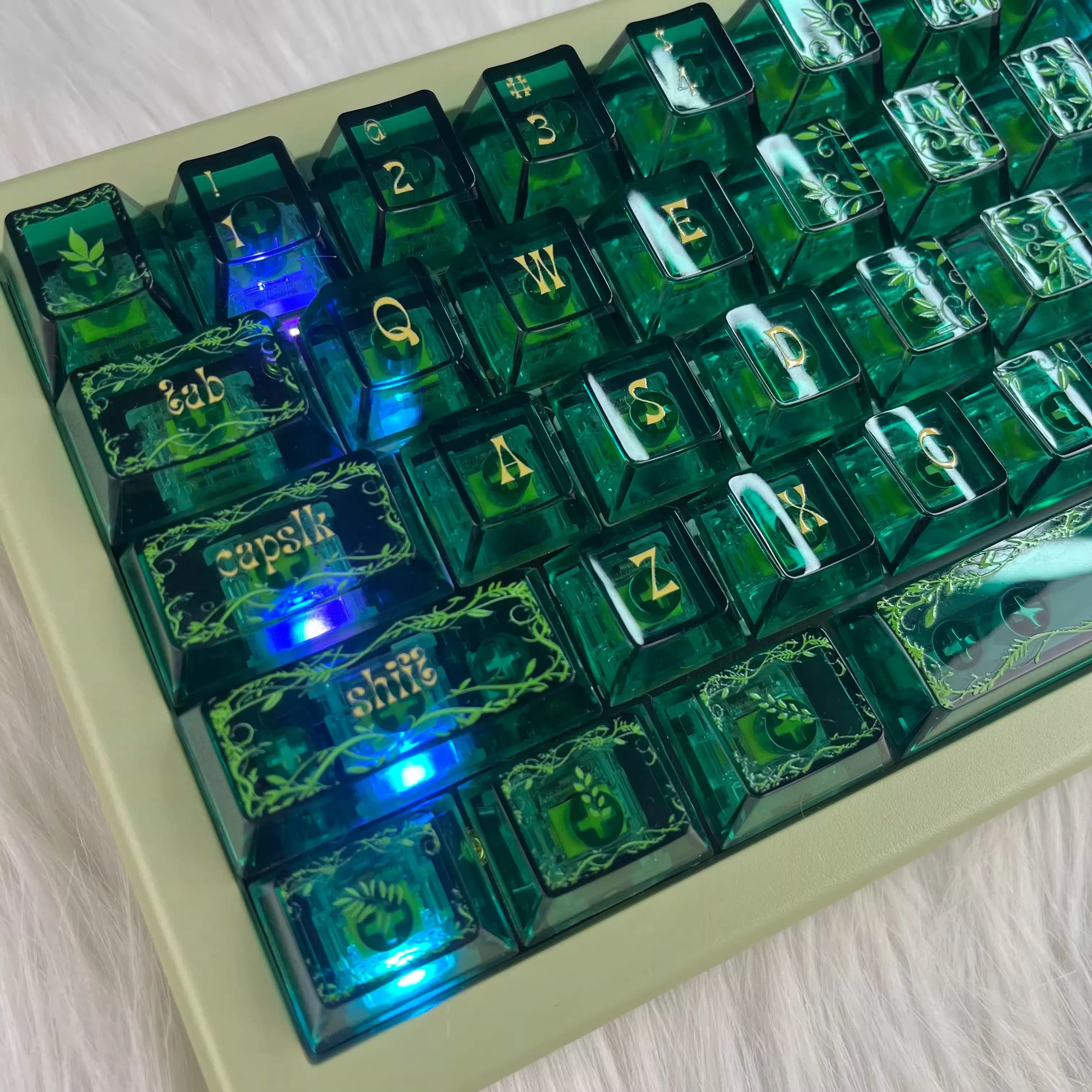 Cherry Transparent Green Covers, fully transparent summer color coolers for custom mechanical keyboards, PC keypads
