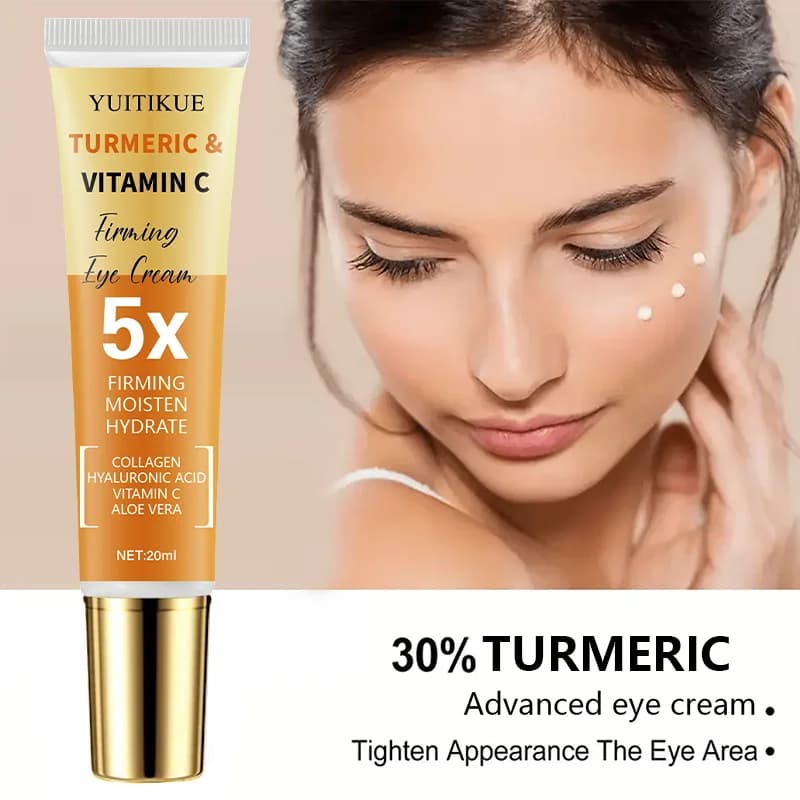 YUITIKUE 30% Turmeric Vitamin C Eye Cream 20ml - 5X Firming, Moisturizes & Smooths Eye Area, with Collagen & Hyaluronic Acid