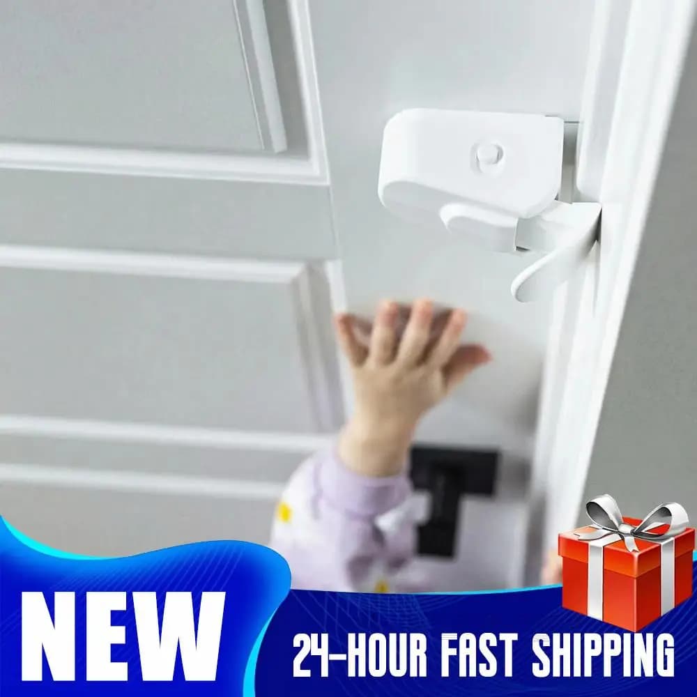 Blocco Maniglia Porta di Sicurezza per Bambini, Installazione Semplice, Protezione Anti-Pizzicamento, Funzionamento con Una Mano per Bambini, Gatti, Cani