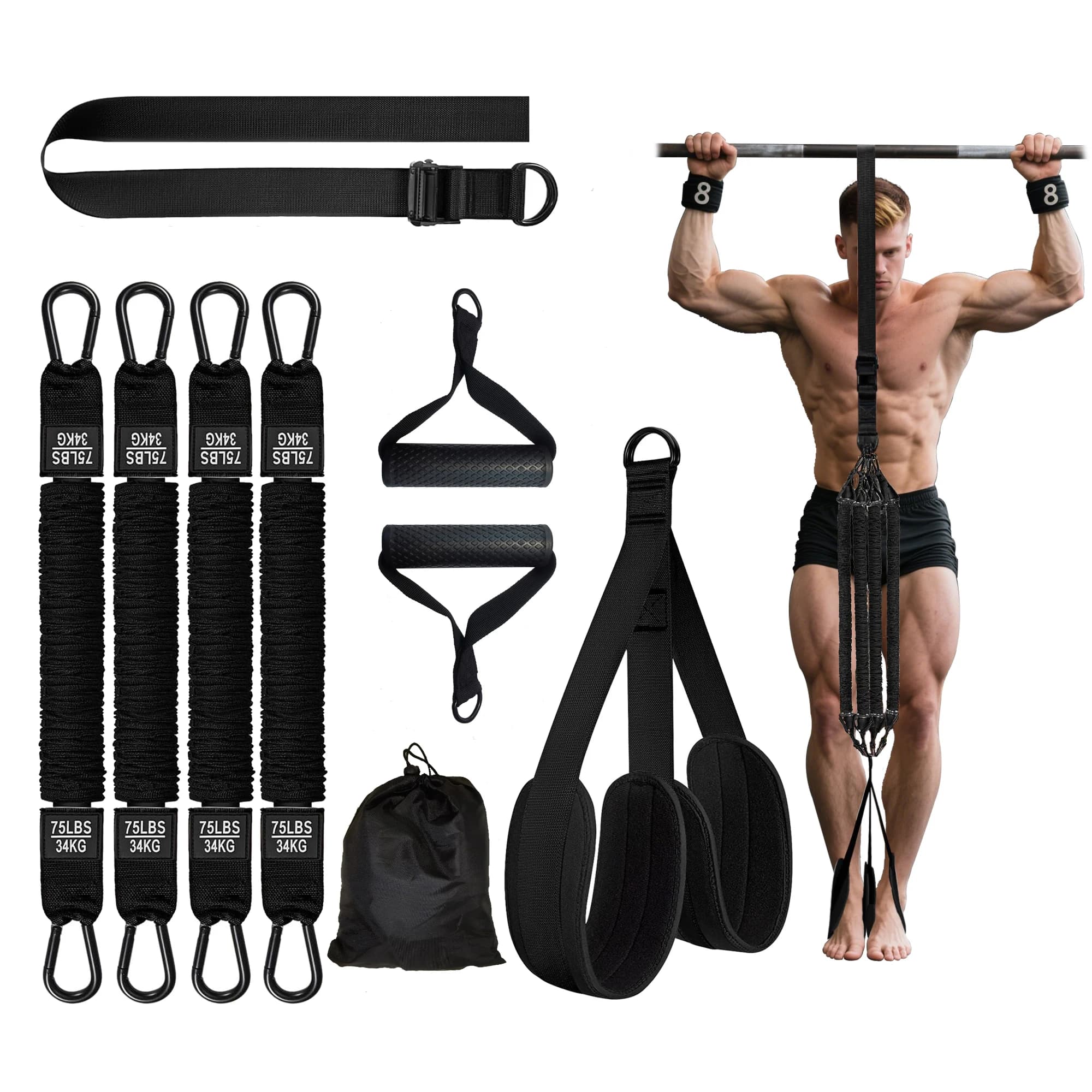 Traction support, stretch bands for traction bar, traction assistance equipment, fitness strength training at home gym
