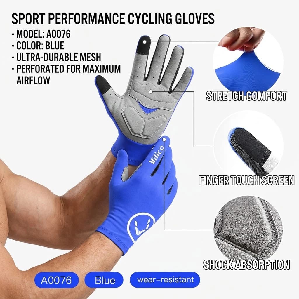 VILICO1 Dual Cycling Gloves, Shockproof, Knitted Breathable Comfort, Suitable for All Seasons, Soccer, Volleyball