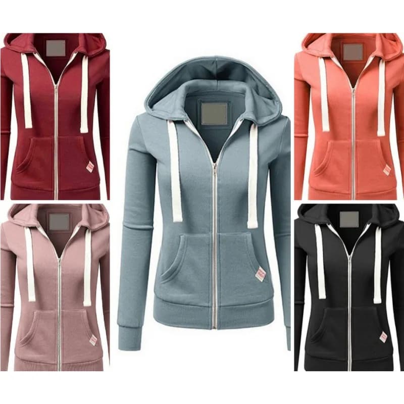 2025 Autunno/Inverno nuove donne moda casual felpa con cerniera in corda bianca con etichetta sulla tasca per abbigliamento sportivo casual confortevole