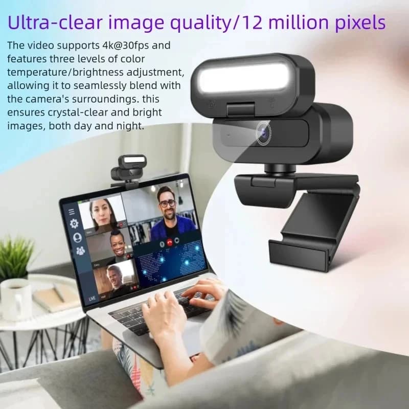 1080P Mini Camera 4K 2K Full HD Webcam Auto Focus SB Webcan With LED Fill LightMicrophone Broadcast Lighting For PC Computer