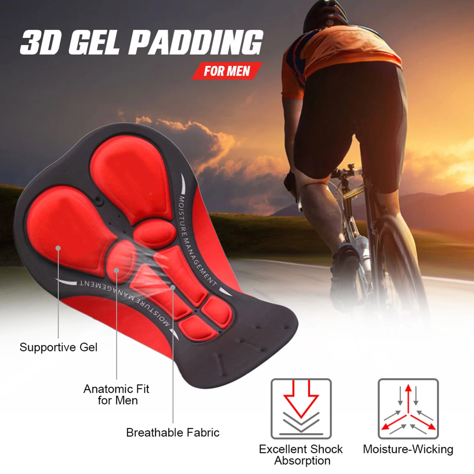 Cycling for men, breathable cycling shorts with gel padding, cycling shorts.