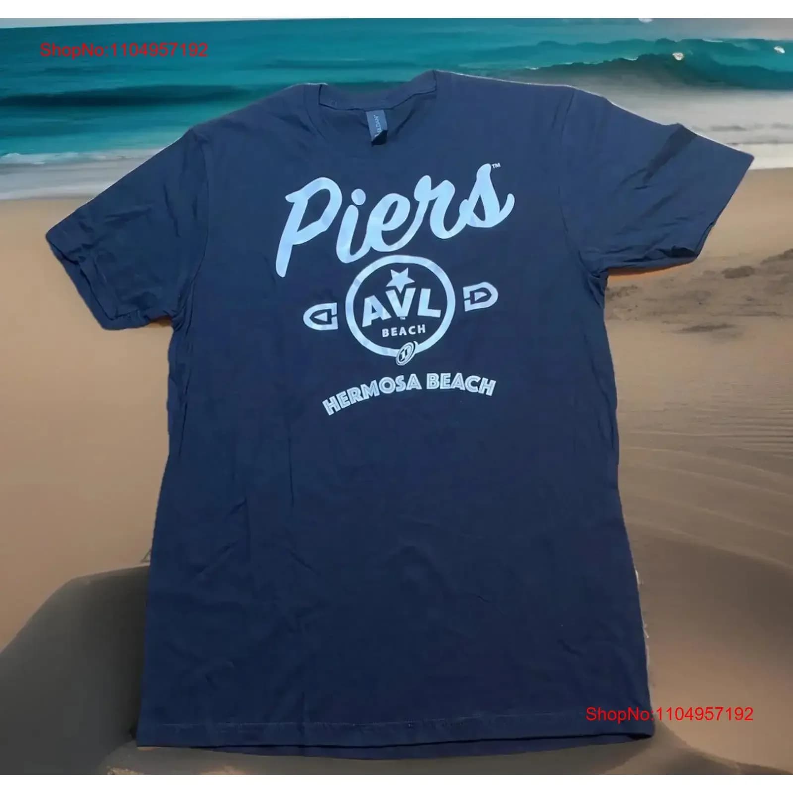 Maglietta Piers AVL Beach Volleyball NUOVA Hermosa California Medium vintage Lavato Abiti firmati casual Unisex Traspirante