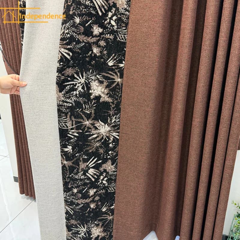 New Thickened Blackout Wine Red Jacquard Chenille Patched Curtains for Living Room Bedroom French Window Customized Valance