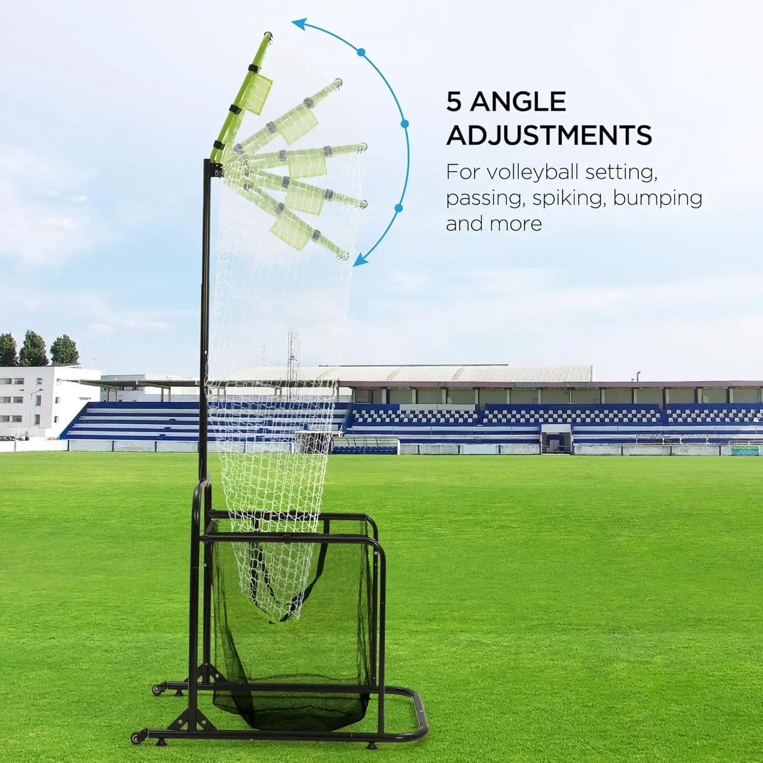 Attrezzatura per l'allenamento di passi di precisione nel pallavolo, Rete da allenamento per passi di precisione nel pallavolo con 2 anelli bersaglio, 5 angoli di posizionamento