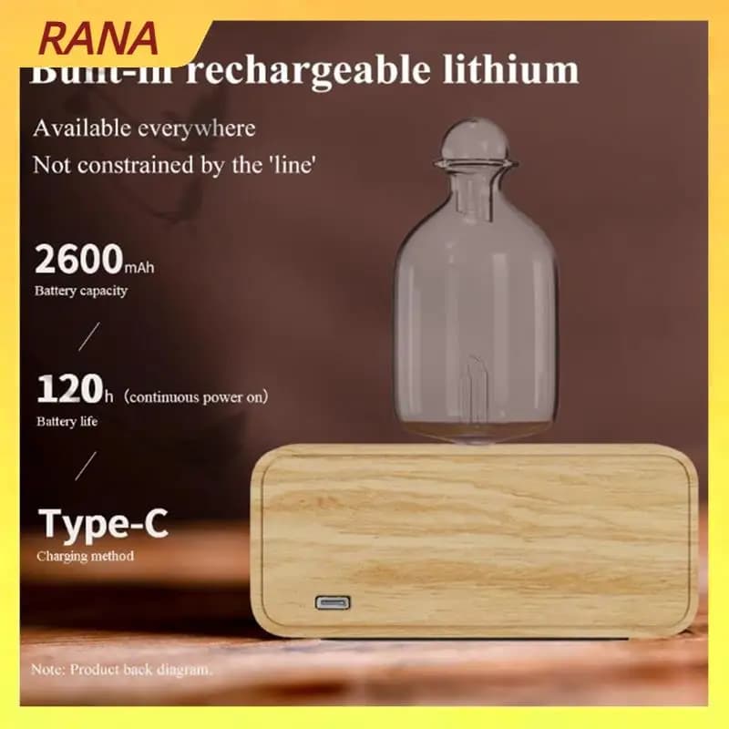 Diffusori di oli essenziali nebulizzanti RANA Diffusore di aromi freddi in vetro di legno ricaricabile senza fili per soggiorno Home Office