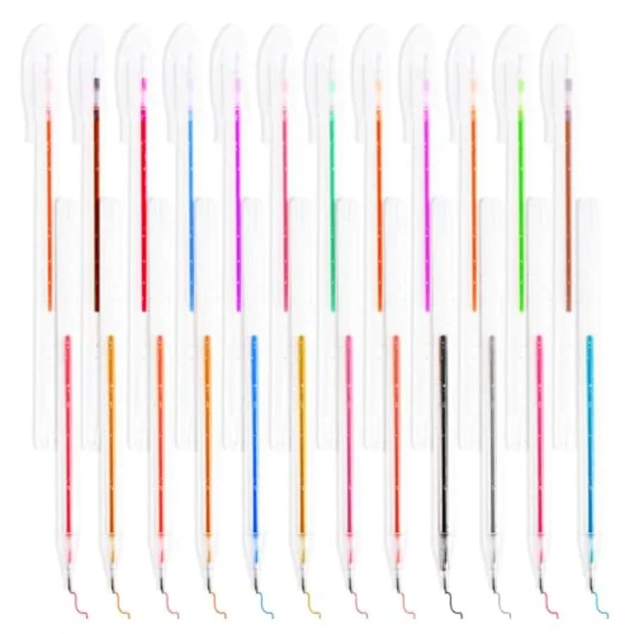 24 Colors Glitter Gel Pens Set Sparkle Shimmer Pens Vibrant Ink Pen for Coloring Books, Journaling, Drawing, Scrapbooking and D