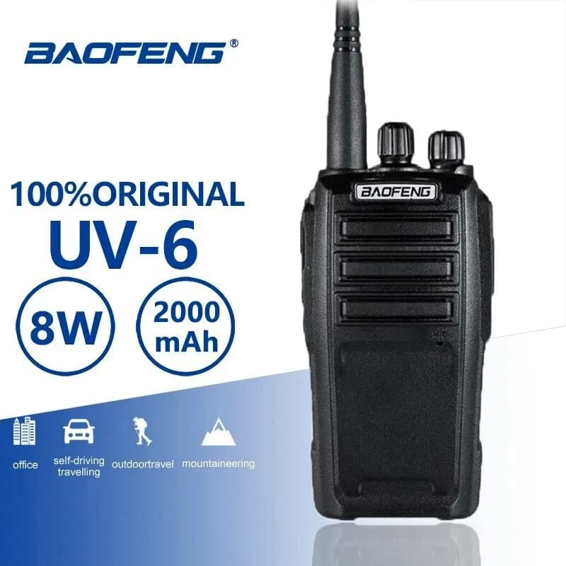 BAOFENG UV6 Walkie Talkie 8W VHF/UHF 136/400MHZ 128 Canali con Auricolare PTT per Comunicazione Wireless Bidirezionale per Sport all'Aperto e Caccia