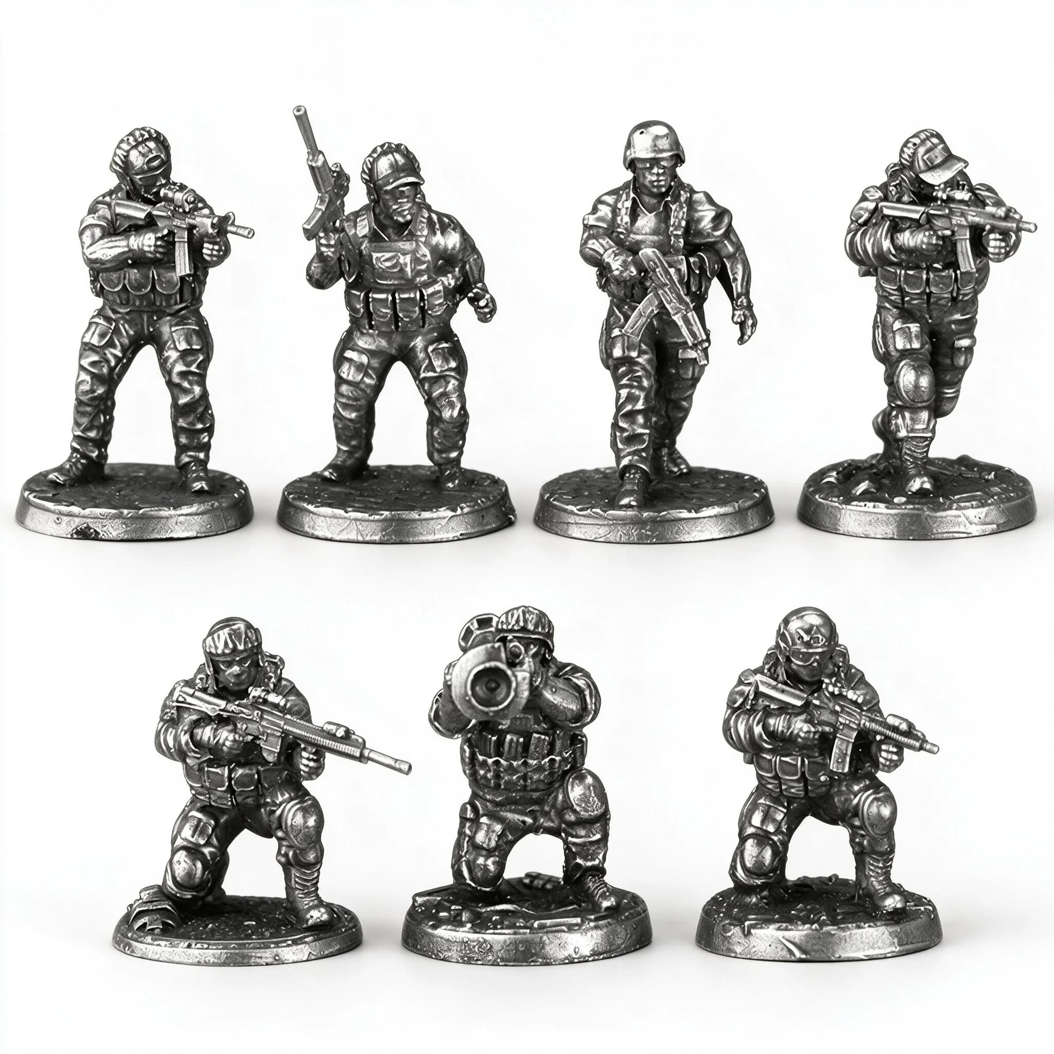 Metal Modern War High Risk Security Team Soldier Miniature Figure Tabletop Game Chess Piece White Copper Ornament Toy