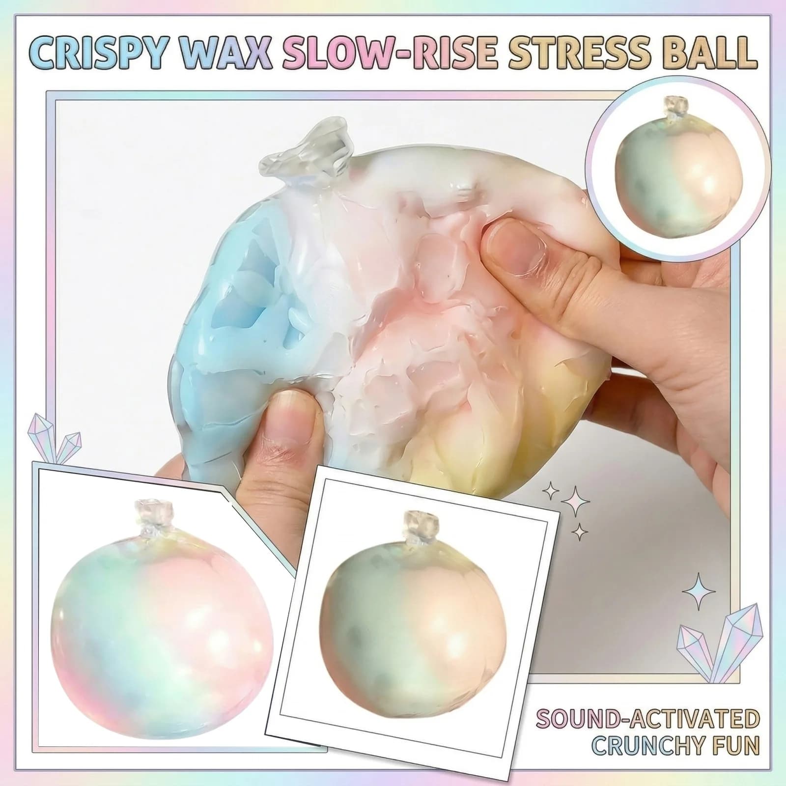 Palline Antistress Effetto Cera, Palline Antistress Morbide con Texture Screpolata, Giocattolo Sensoriale Antistress a Forma di Palla di Neve