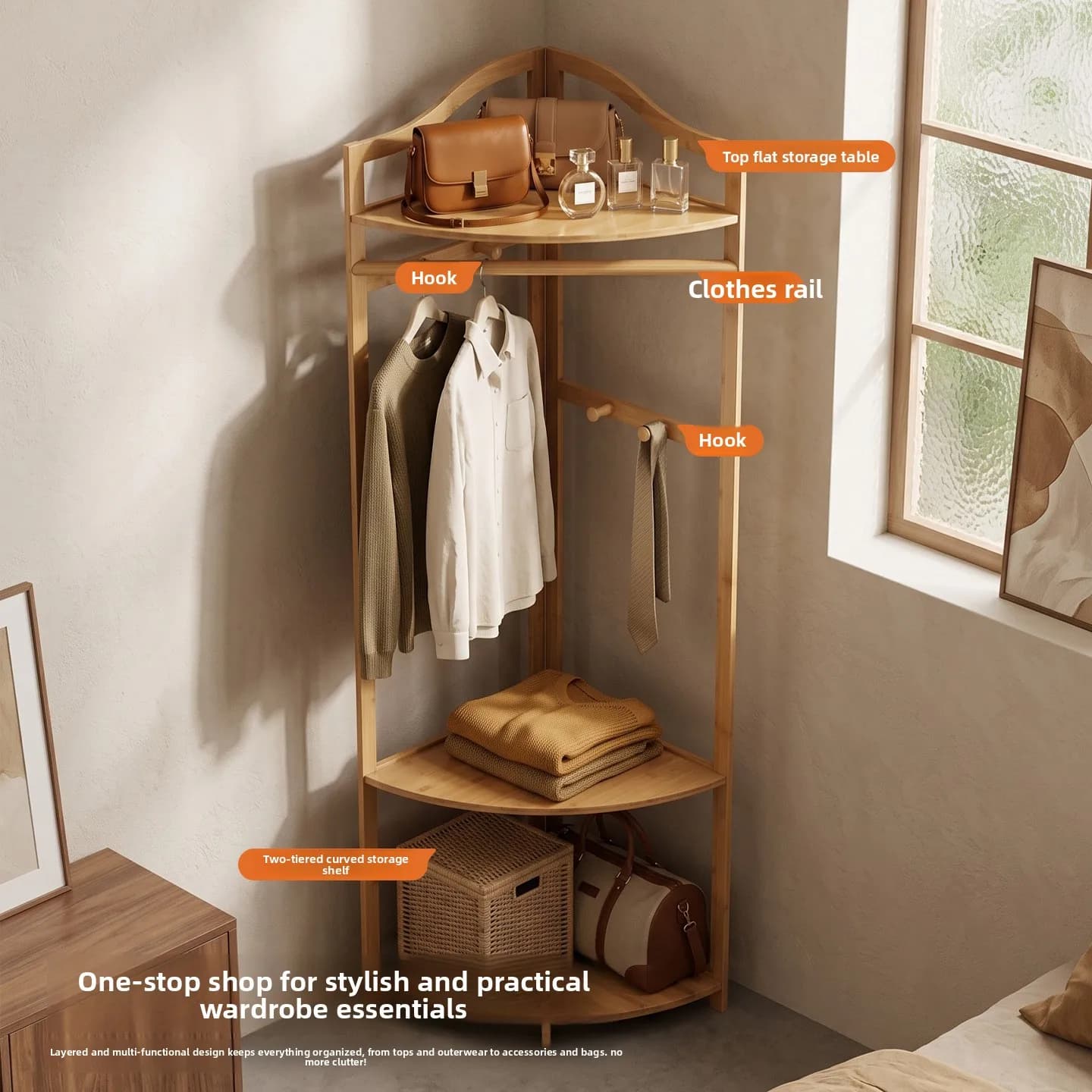 Hanger floor to ceiling bedroom corner coat rack drying rack household clothes rack hanging hanger simple wardrobe