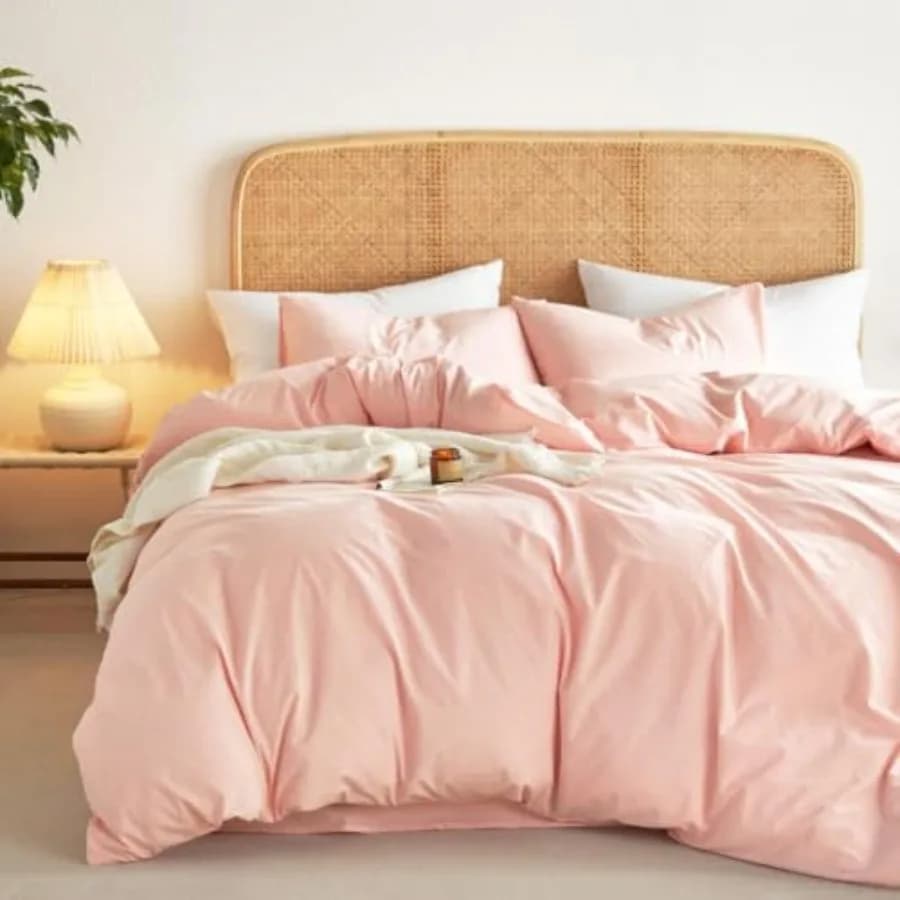 Set Copripiumino in Cotone 100% Lavato, Effetto Lino, Traspirante, Resistente, Confortevole, Stile Rustico, Set Biancheria da Letto Neutro 3 Pezzi