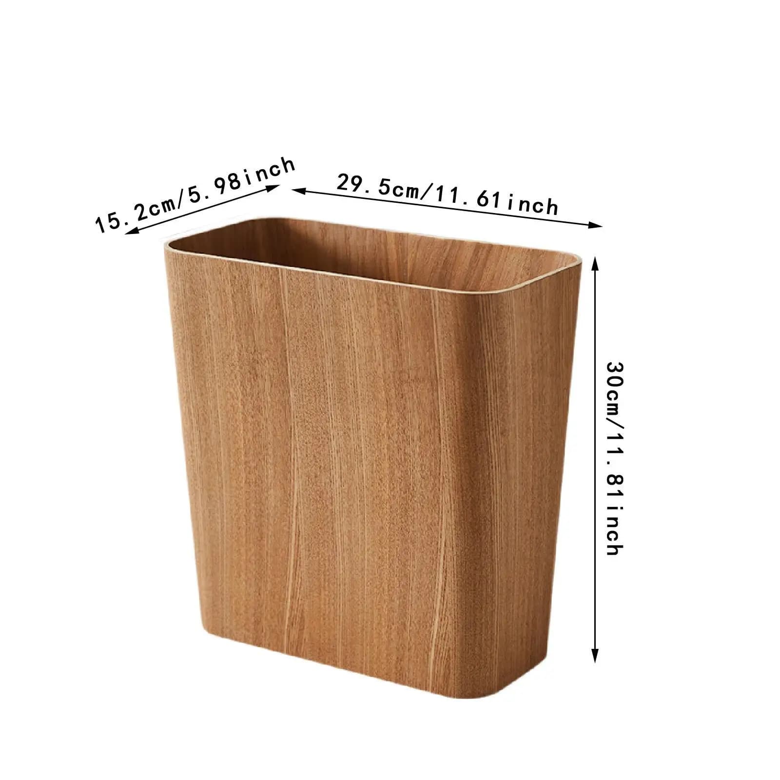 Rectangular Wood Trash Bin Open Kitchen Wastebasket Slim Recycling Garbage Can for Bedroom Office Home