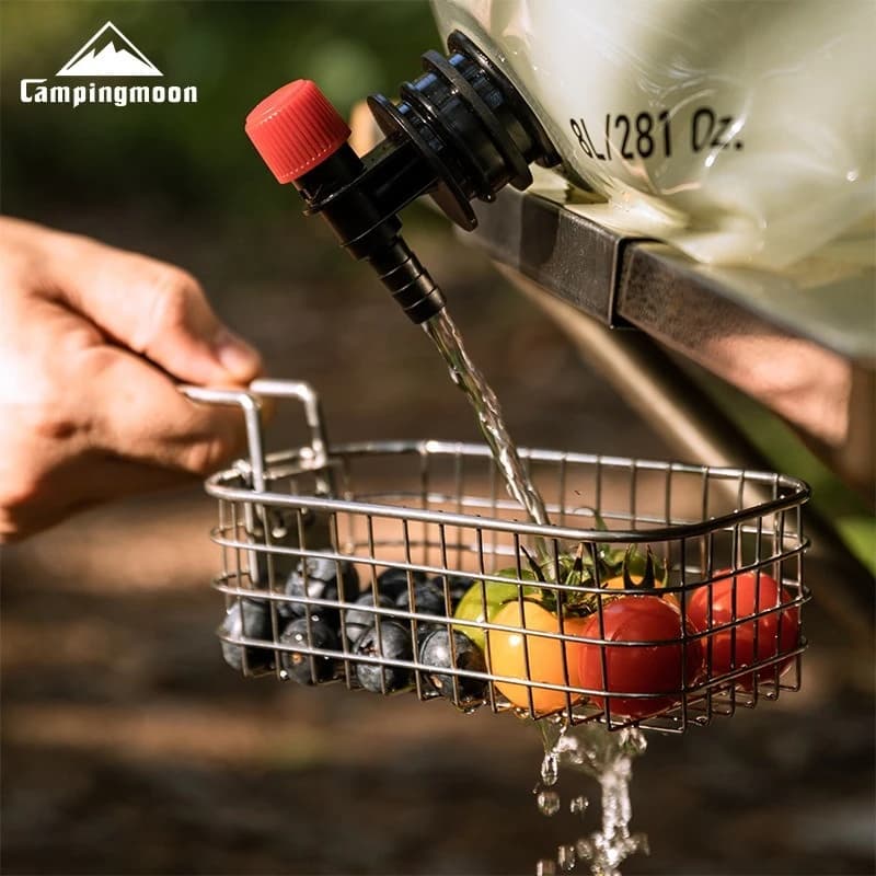 CAMPINGMOON S-1215 Cestello Pieghevole in Acciaio Inox 304 per Campeggio, per Patatine Fritte, Picnic, Pranzo, Frutta e Drenaggio