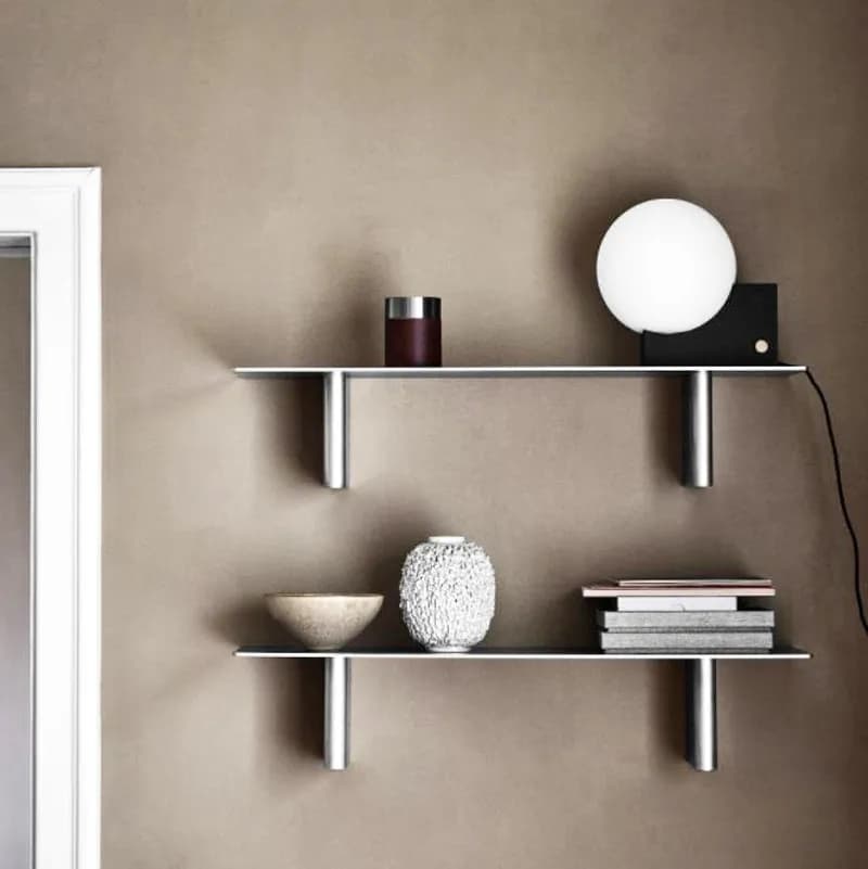 Set di mensole da parete scandinave: mensole rotonde e da bar in ferro battuto per la decorazione della parete del soggiorno, espositore galleggiante e portaoggetti