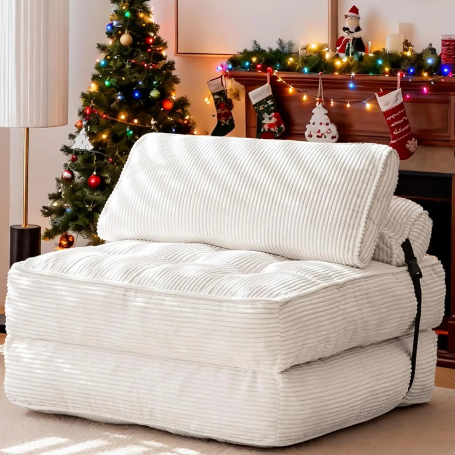 Divano letto pieghevole, poltrona letto convertibile con supporto per schienale e morbido tessuto di velluto a coste, divano letto pieghevole con cuscino per piccolo