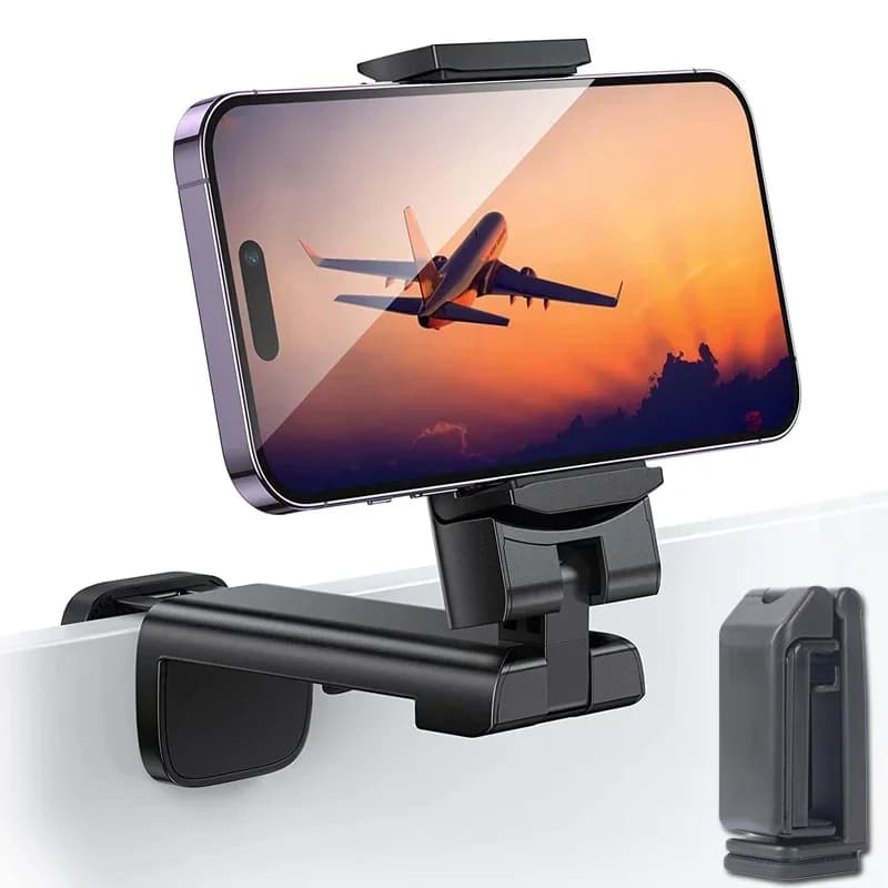 Clip per supporto per telefono per aereo Supporto per telefono portatile da viaggio per sedile del treno Supporto da scrivania pieghevole per supporti iPhone Samsung Google Mi