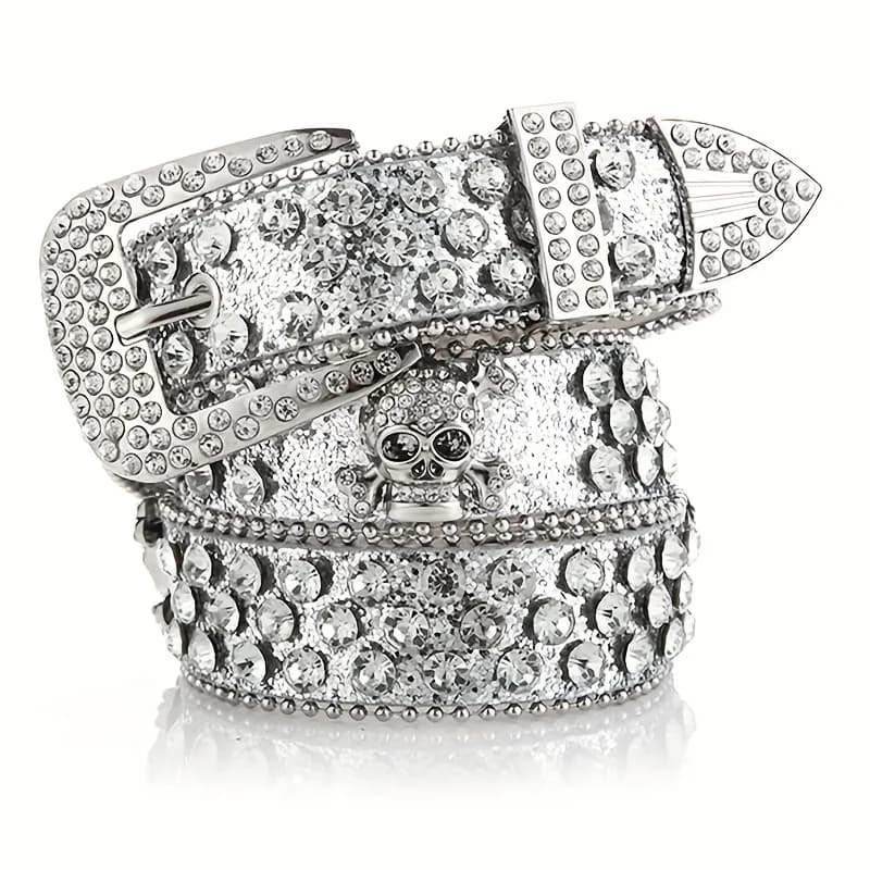 Glamour cintura in PU rivettata con strass: l'accessorio perfetto in stile occidentale per jeans Y2K!