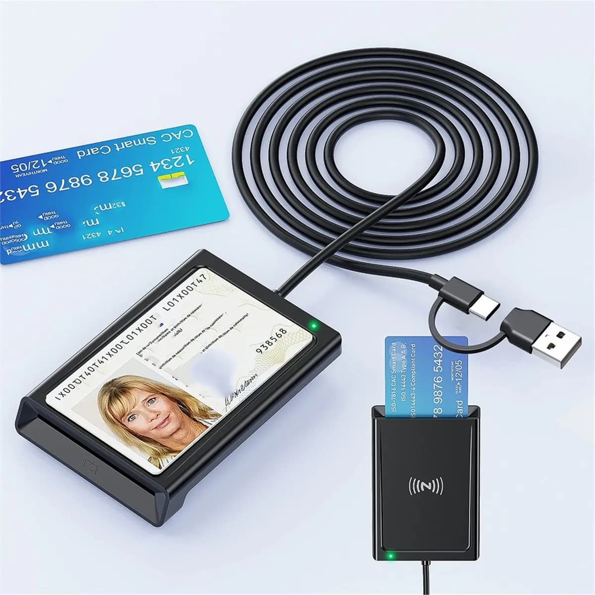 goodidea A25P Lettore/Scrittore di Smart Card NFC a Doppia Interfaccia 2-in-1, Lettore di Carte PCSC Collegabile a PC via USB per ID Sicuri e Banche