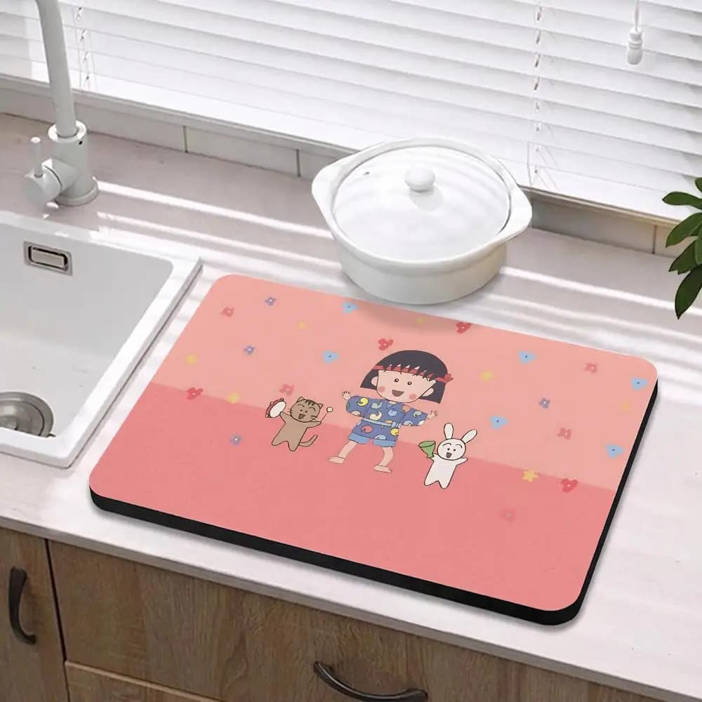 Tappetino da Pavimento Cartoon C-Chibi Maruko-chan in Diatomite Ecologica, Antibatterico e Antiodore per Cucina e Bagno