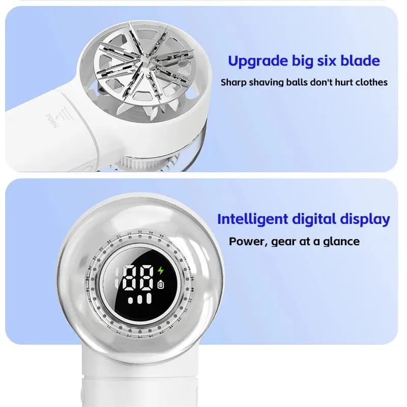 Rasoio per pelucchi ricaricabile in tessuto con display a LED, lame a 6 foglie, difuzzer rimuove le pillole di peluria dai vestiti, mobili, divani