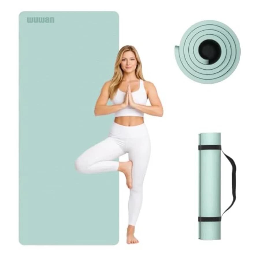 Tappetino Yoga 10 mm 183x66 cm in TPE Antiscivolo, Spessore 0,4 cm, Facile da Trasportare, per Yoga, Pilates e Allenamento Professionale