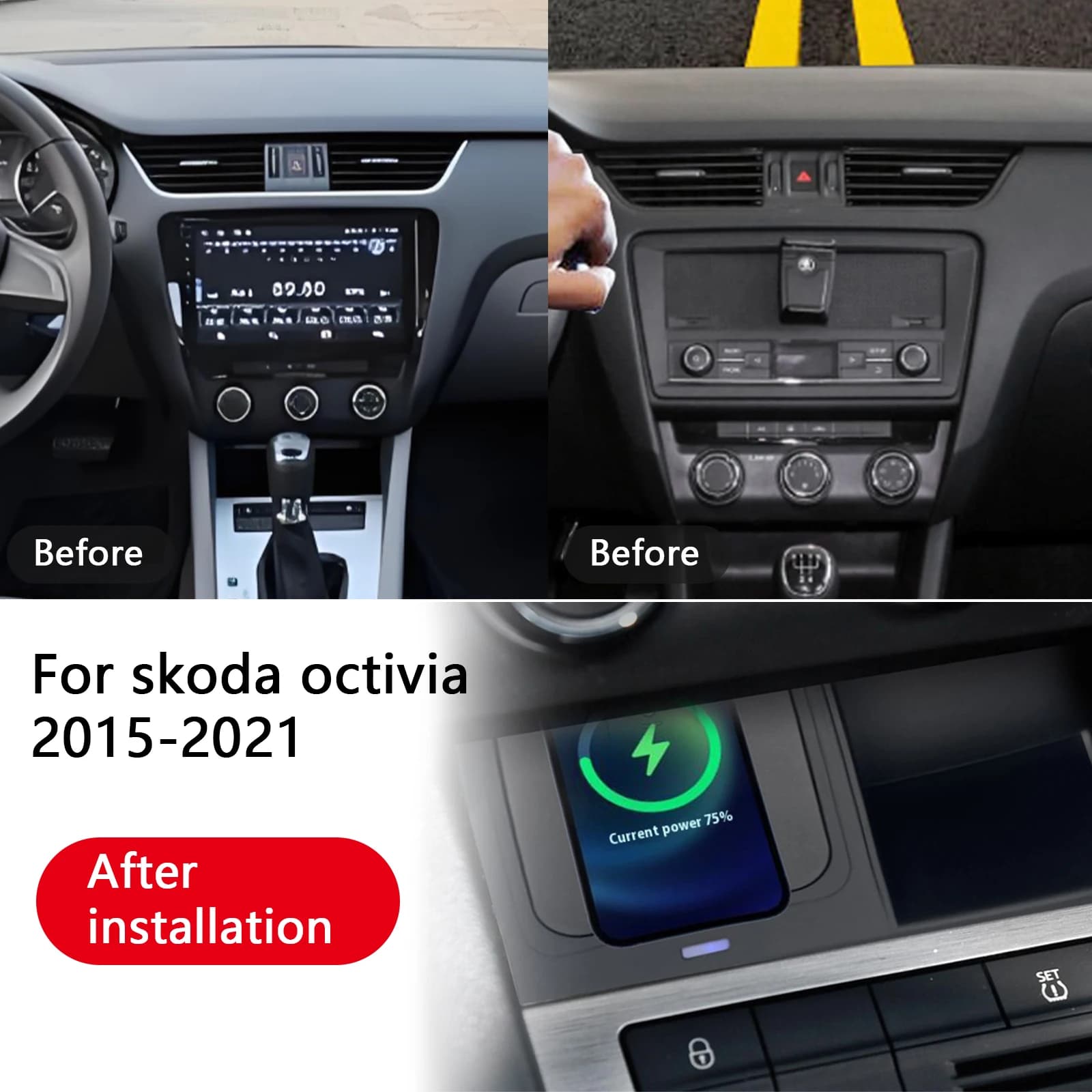 Skoda Octavia 2015-2021, charging base, charging support.