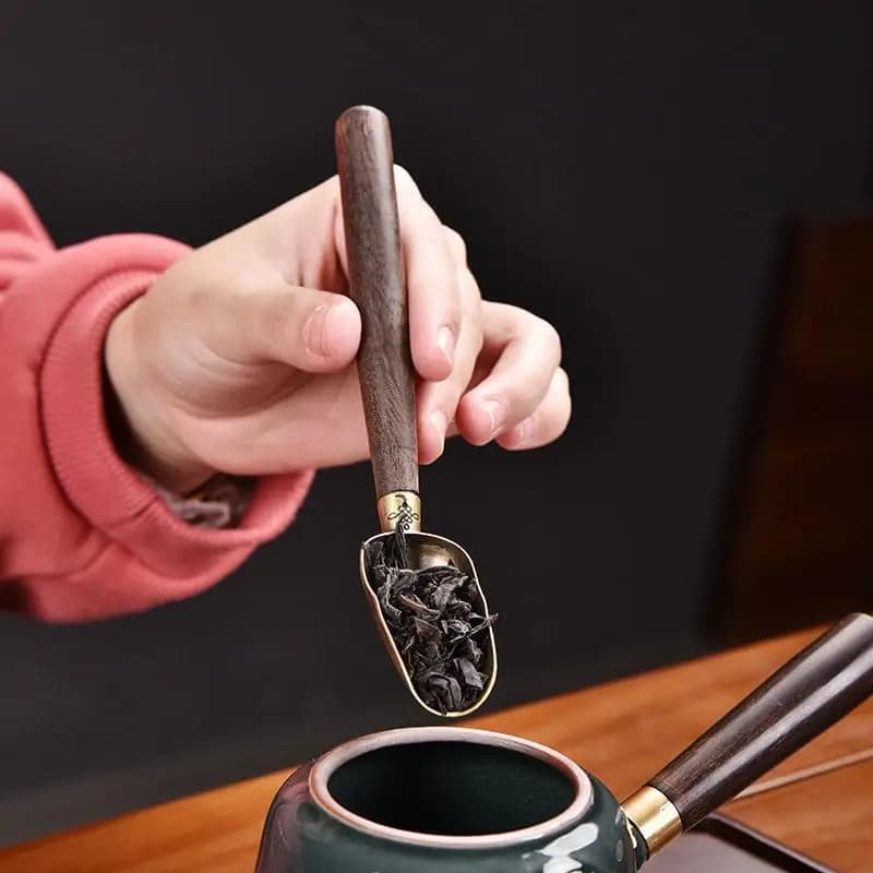 1/3Pcs Exquisite Black Sandalwood Finish Stainless Steel Teaspoon for Cafe Tea Leaf Spoon Kung Fu Tea Set Tea Party Accessories