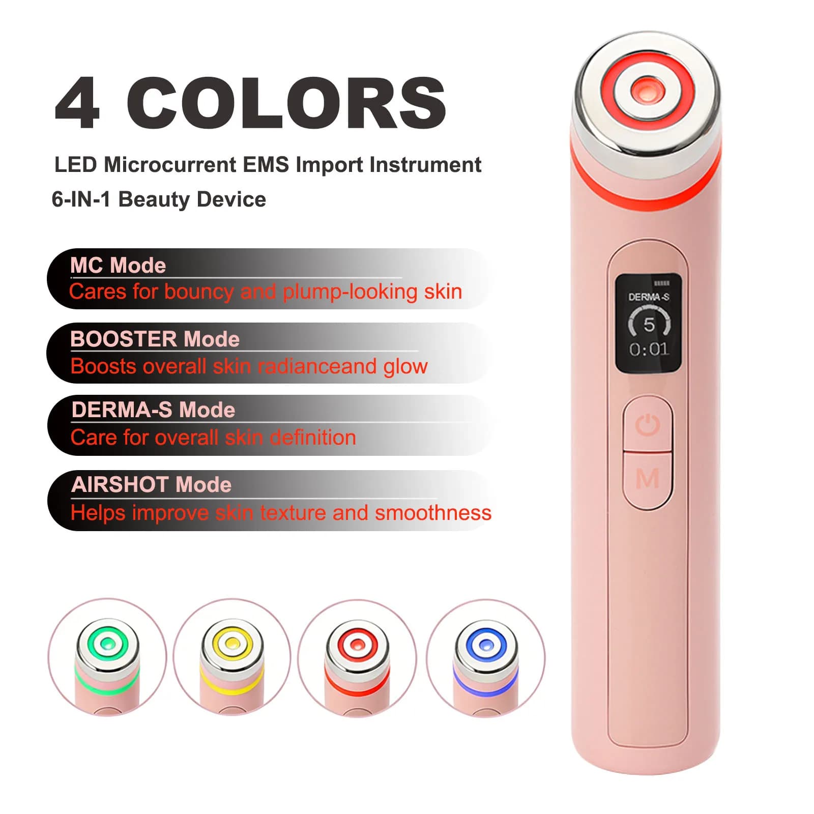 Dispositivo di Bellezza per la Cura della Pelle del Viso Age-R Booster Pro in 4 Colori, Massaggiatore EMS a Microcorrente per Uso Domestico - Regalo per San Valentino