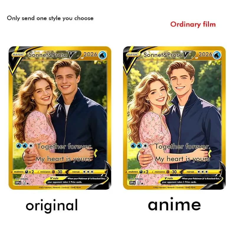 Pokemon Cards Custom Card Style Anime Photo Portrait Trading Card Gift for Pet Lovers Cards Gifts for Valentine Wedding Her For