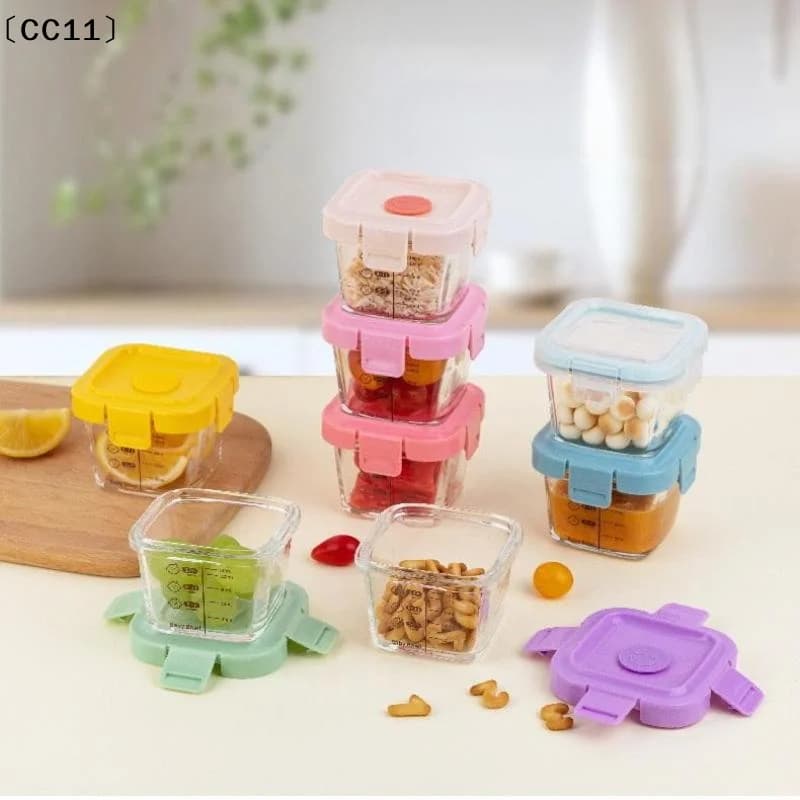 Contenitore portatile in vetro per alimenti per bambini Spock 3 in 1, contenitore per alimenti resistente al calore e al congelamento〔CC11〕