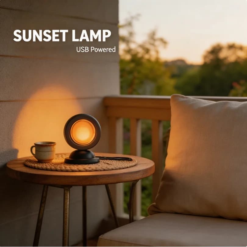 Mini Lampada Tramonto a LED Ambra, Luce Notturna a Proiezione USB, Luce d'Atmosfera Romantica, Decorazione per Camera da Letto, Lampada da Parete per Sfondo Fotografico