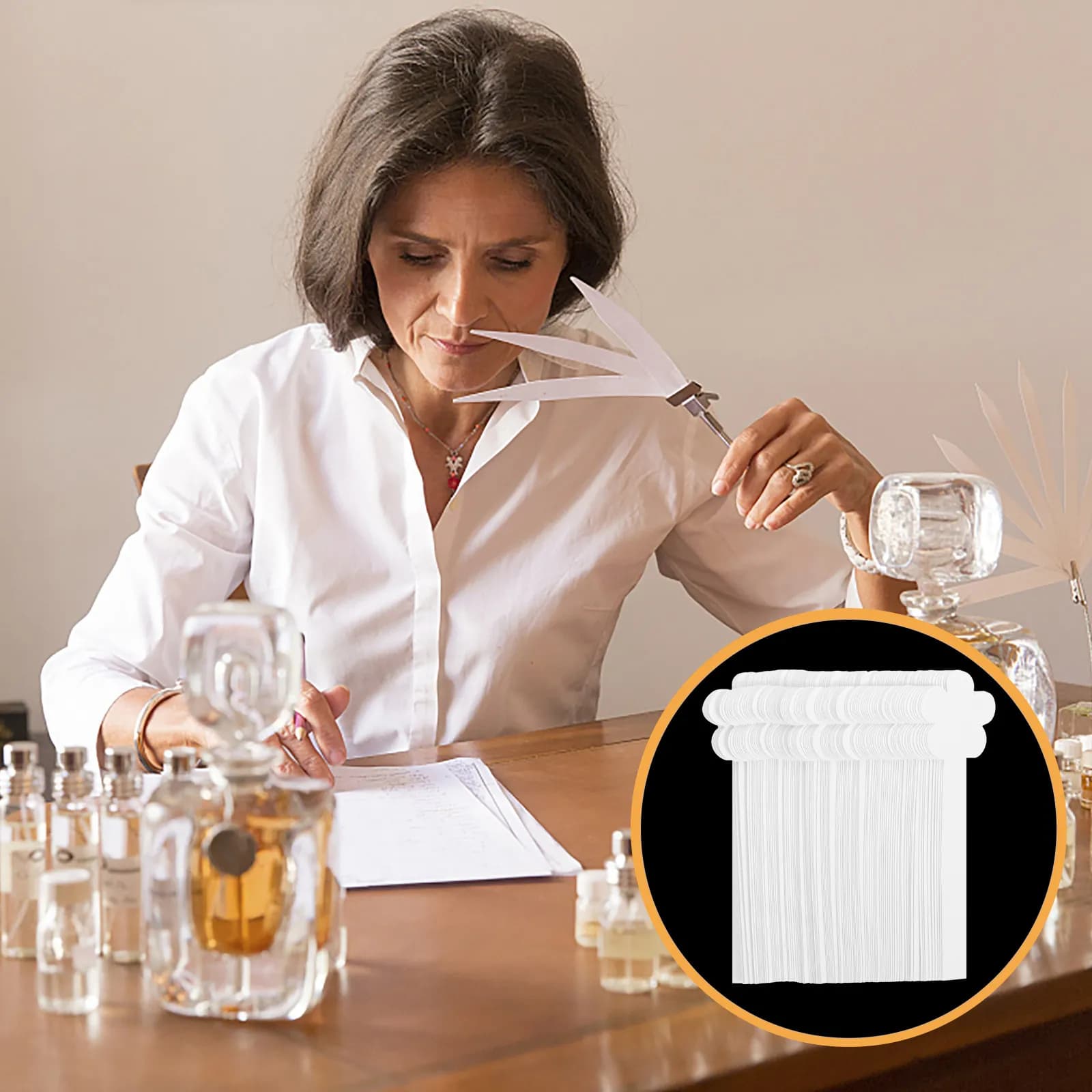 100Pcs Perfume Testing Paper Strips for Fragrance Aromatherapy Essential Oil Testing Portable Skin-Safe Absorbent Blotter Paper