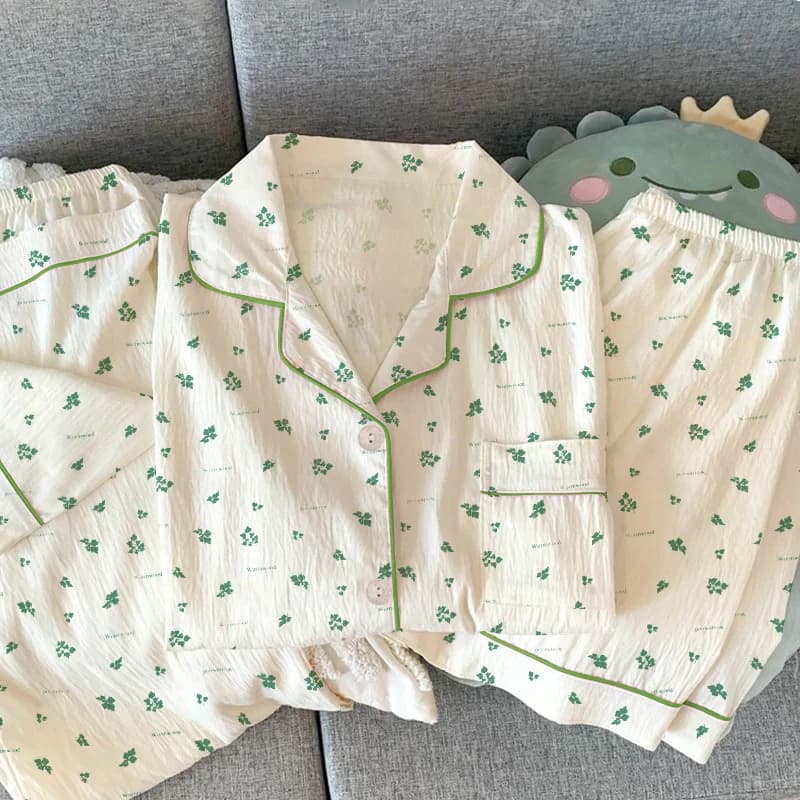 Pigiama da donna Set da notte a maniche corte Top e pantaloni Indumenti da notte Pigiama da 3 pezzi Pigiama con stampa di moda Set da notte