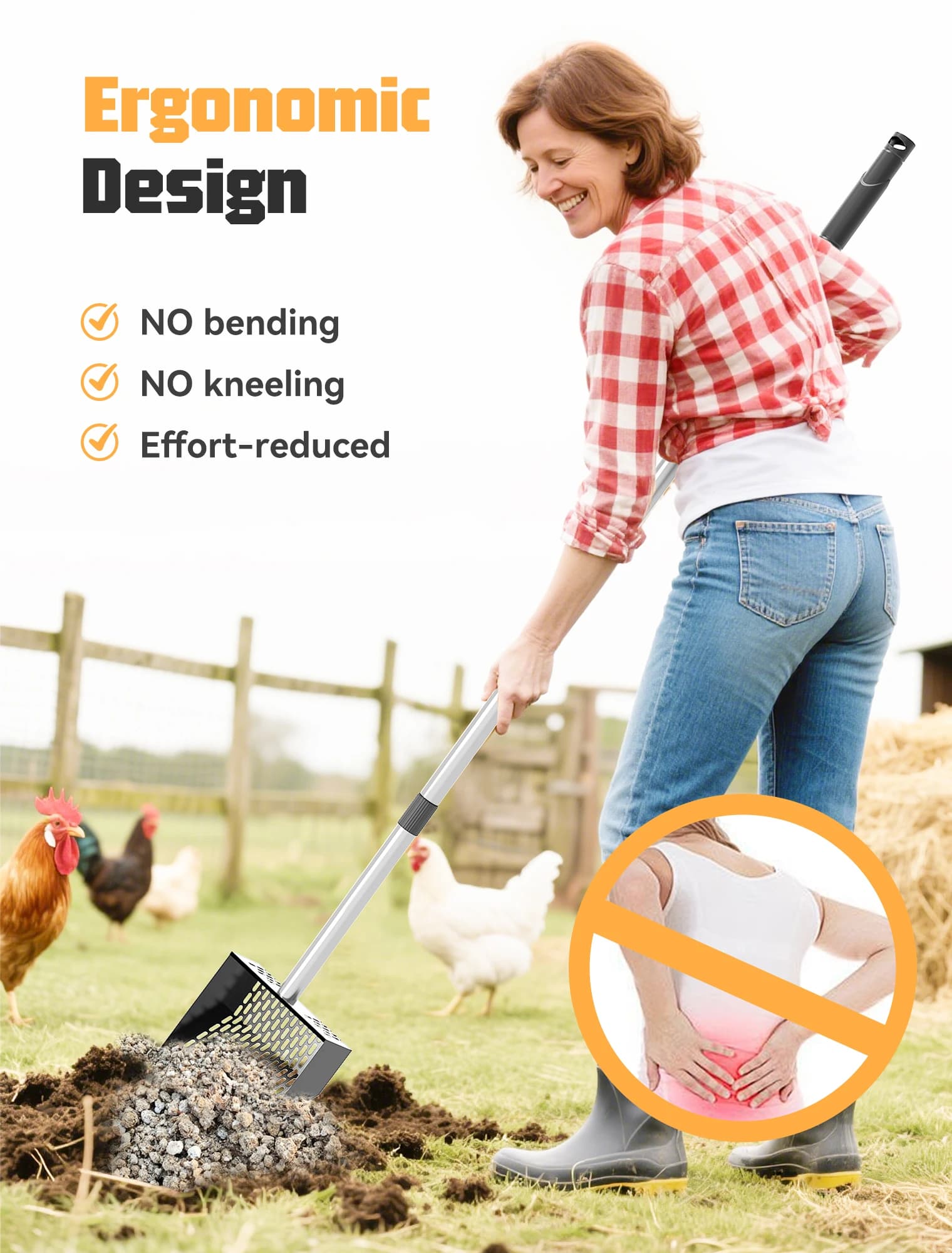 Extendable Scoop Sand Rake Chicken Poop Scooper Retractable Cat Litter Scoop Lightweight Sifting Chicken Coop Cleaning Tools