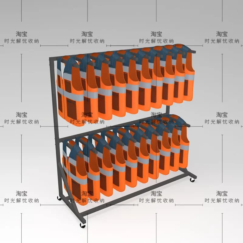 Life jacket storage display, storage rack, sports vest display, arrangement, storage, rafting resort