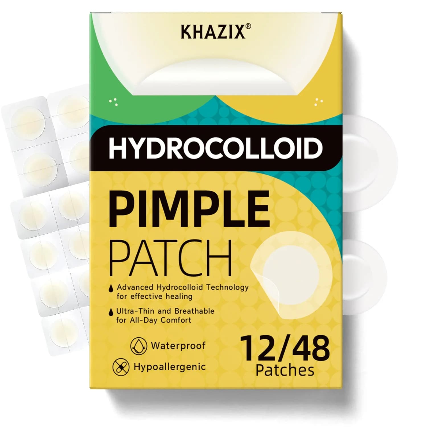 Round 12/48-piece Acne Hydrocolloidal Patch - Waterproof, breathable, delicate | Transparent for Daily Use/Pre-truck | Travel and Holidays | For all skin types