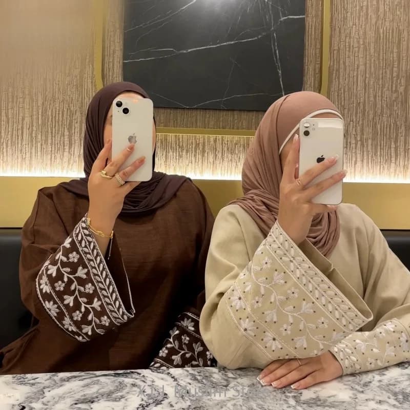 Abaya simple embroidery Outwear Eid Ramadan Dress Abaya Muslim dresses caftano Dubai women prayer Robe women dresses with belt