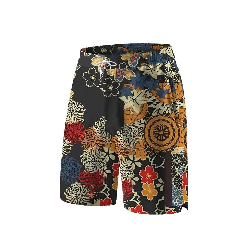 Japanese Ukiyo-e Floral Casual Shorts, Loose Cycling Speed Drop and Quick Drying Sports Shorts