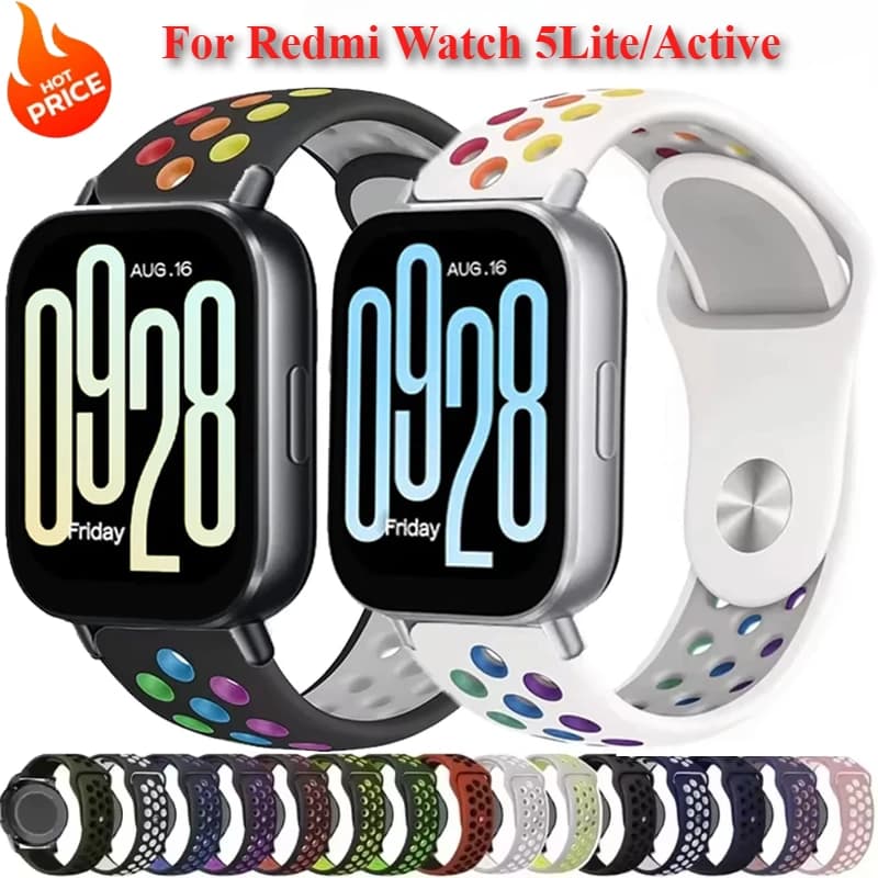Cinturino in silicone da 20mm 22mm per Redmi Watch 5 Lite/Redmi Watch 5 Bracciale traspirante attivo per Huawei Watch GT5 4/GT3pro cinturino da 46mm