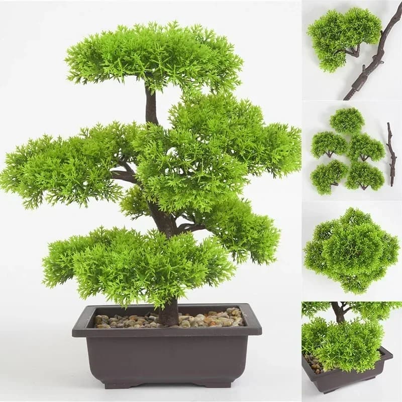 Piante artificiali Pino Bonsai Piccolo albero Piante in vaso Fiori finti Ornamenti in vaso per la decorazione domestica Decorazione del giardino dell'hotel