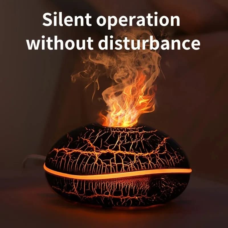 Umidificatore per aromaterapia con effetto fiamma con 7 luci colorate - Diffusore di oli essenziali, effetto fiamma, ampio raggio di spruzzo per H