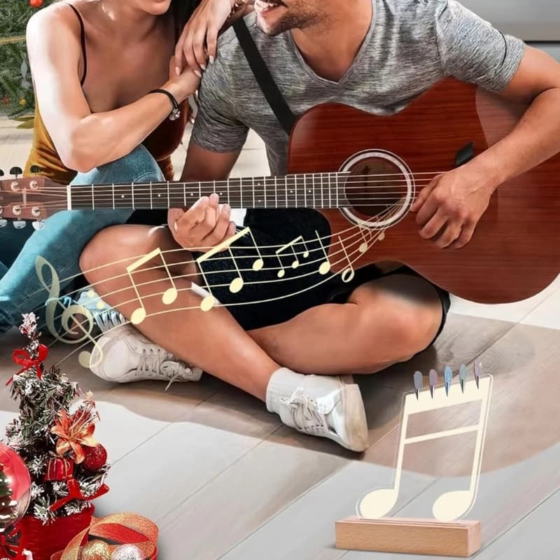 Raccumulo per chitarra acrilico colorato illuminato a LED con base in legno
